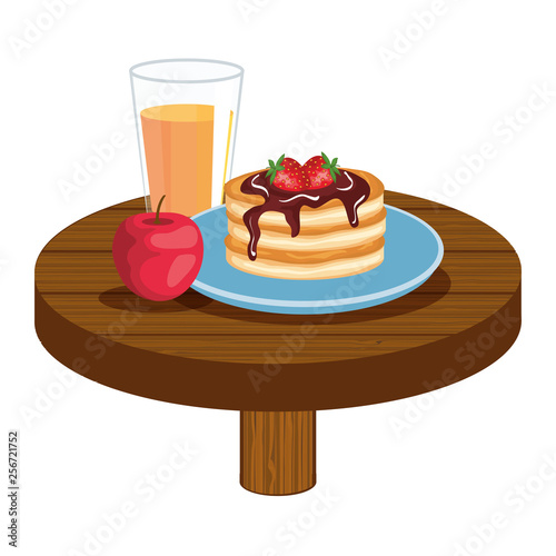 delicious breakfast in wooden table