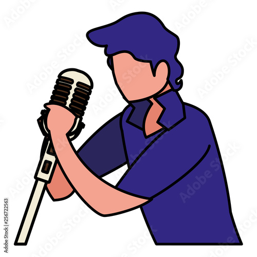 singer with microphone character