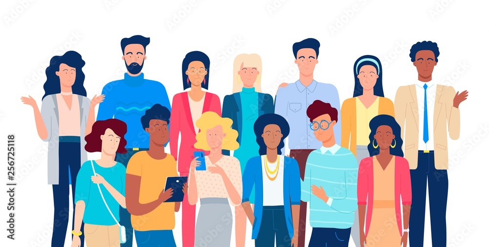 Obraz premium Group of different people flat vector set