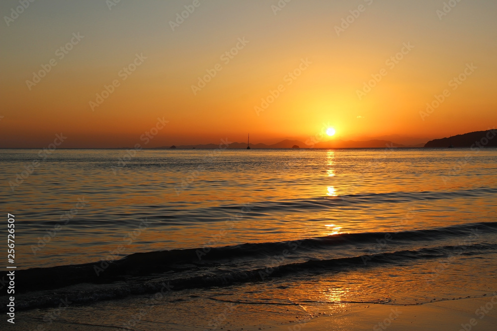 Beautiful view of the Andaman Sea at sunset. Thailand.