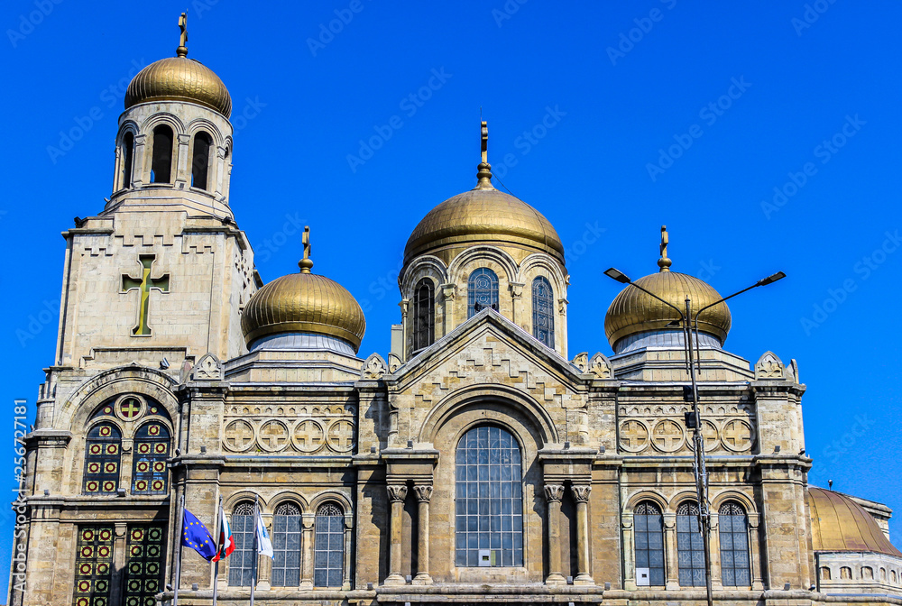 The Assumption Cathedral of Modern Byzantine style with golden domes, Varna, Bulgaria