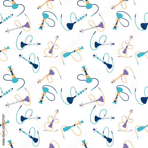 Hookah vector illustration. Seamless pattern with hookah. Flat minimal design style.