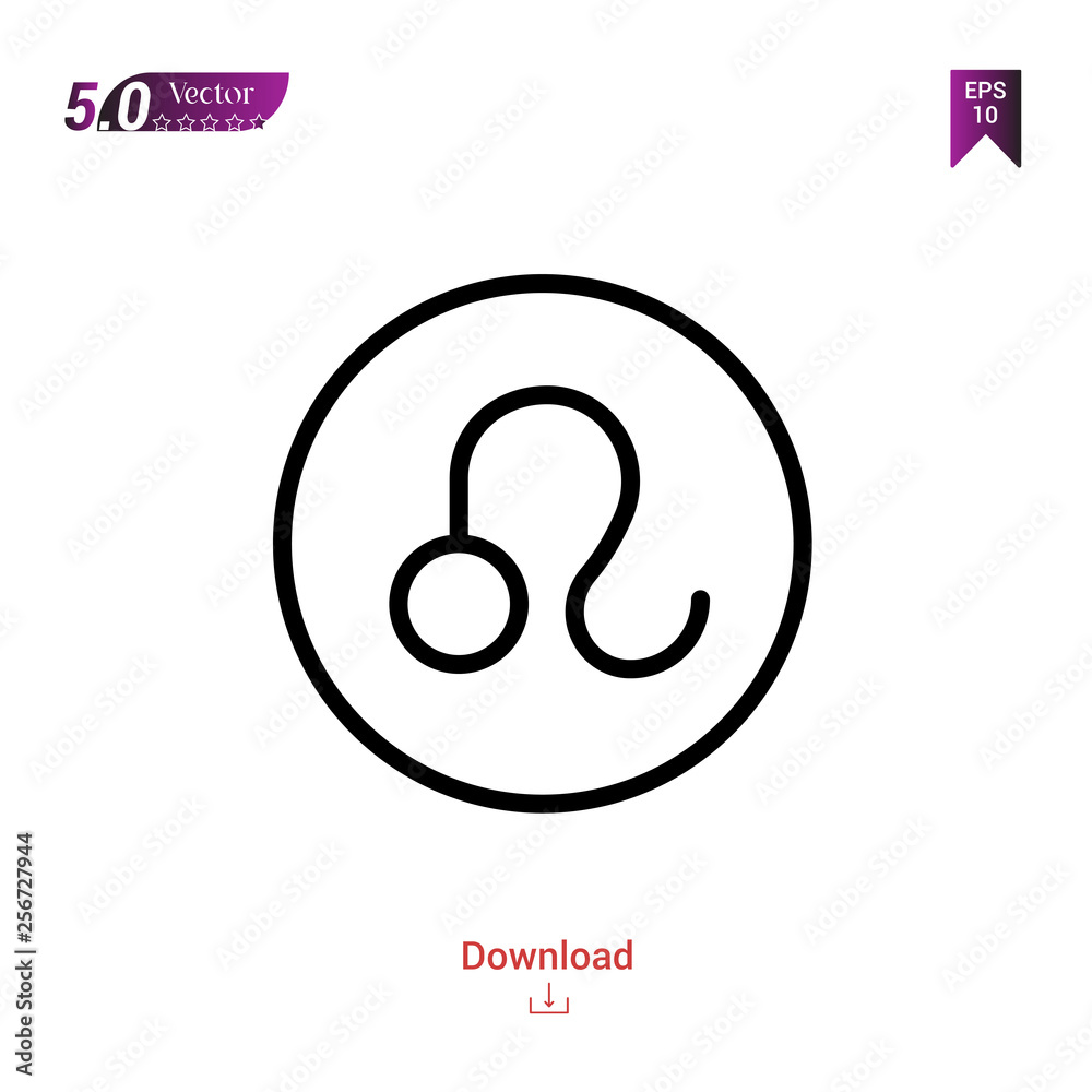 Outline leo icon isolated on white background. Popular icons for 2019 year. symbols-set. Graphic design, mobile application, logo, user interface. EPS 10 format vector Outline leo icon isolated on white background. Popular icons for 2019 year. symbols-set. Graphic design, mobile application, logo, user interface. EPS 10 format vector