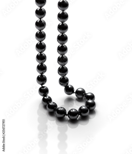 Black bead necklace. Luxury concept