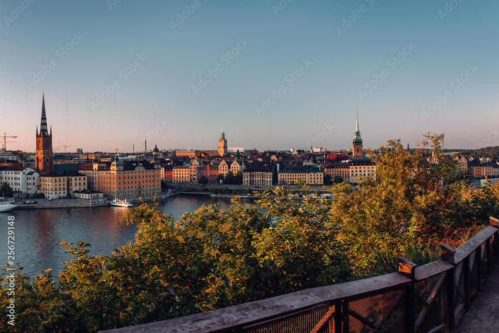 Panorama view of Old Town (Gamla Stan) in Stockholm, Sweden in a summer