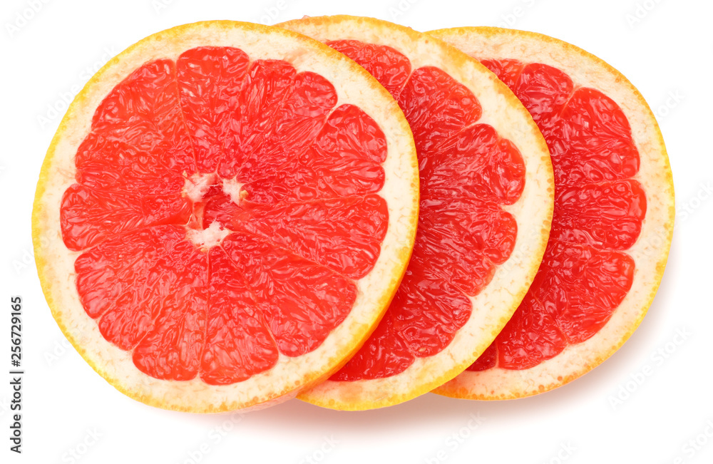 healthy food. sliced grapefruit isolated on white background. top view healthy food. sliced grapefruit isolated on white background. top view