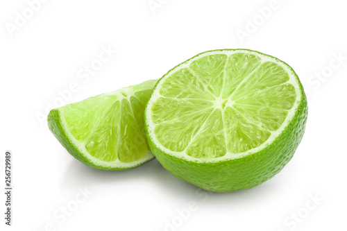 half lime isolated on white background closeup