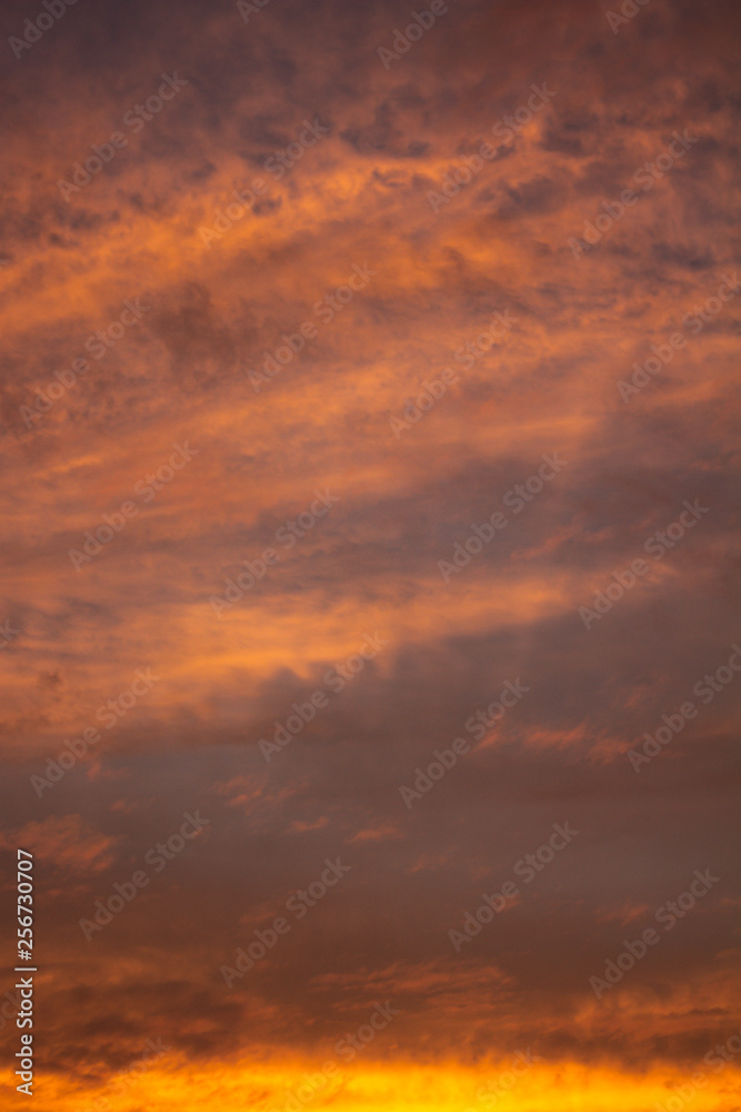 Small clouds of pink and orange colors at dawn.