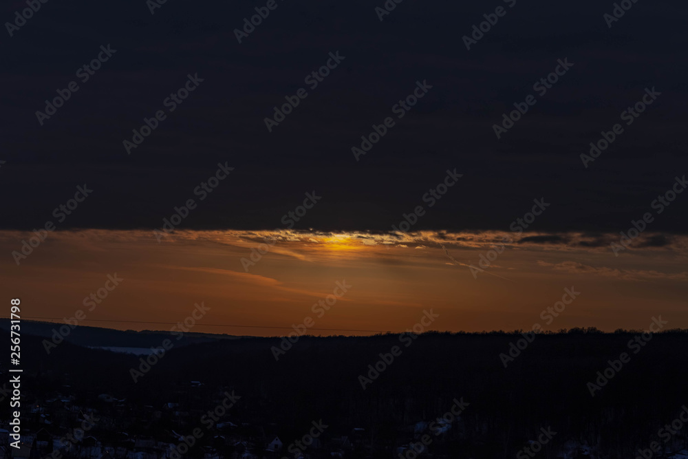 the sky after sunset, filmed in March