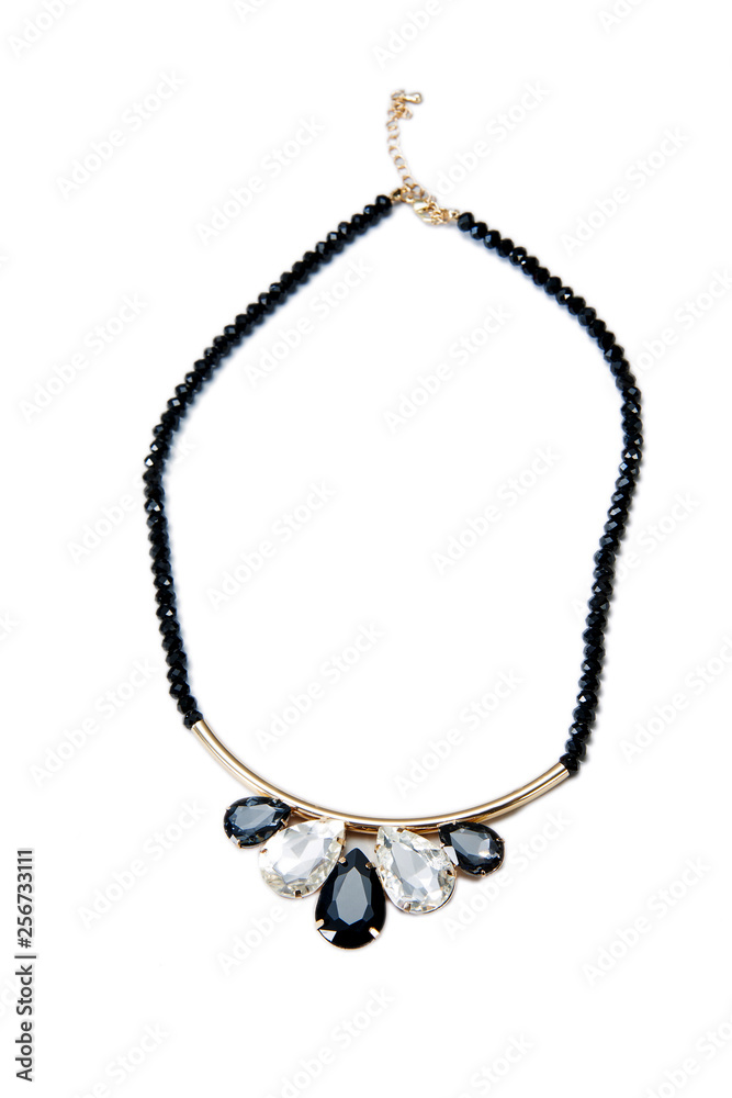Black necklace white background Black necklace white background