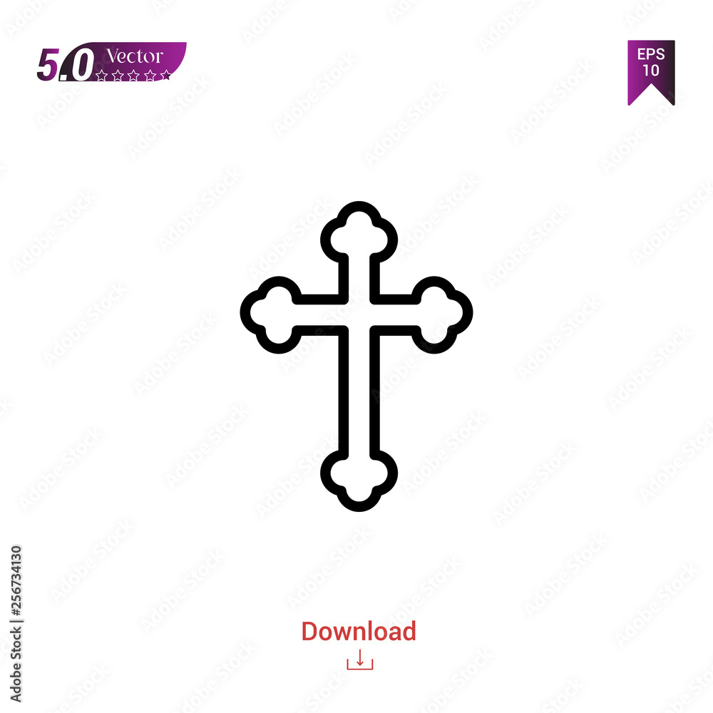 Outline cross icon isolated on white background. Popular icons for 2019 year. holiday-compilation. Graphic design, mobile application, logo, user interface. EPS 10 format vector