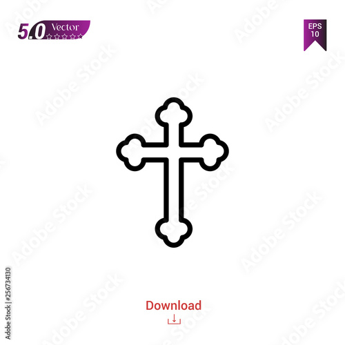 Outline cross icon isolated on white background. Popular icons for 2019 year. holiday-compilation. Graphic design, mobile application, logo, user interface. EPS 10 format vector