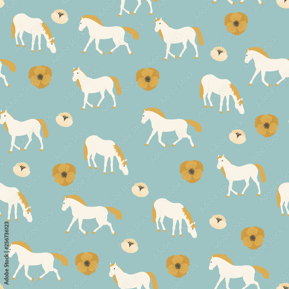 Seamless pattern with horses.