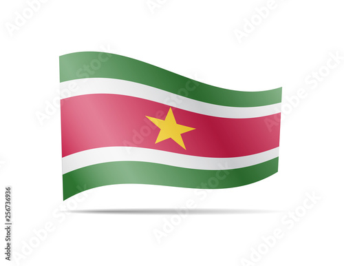 Waving Suriname flag in the wind. Flag on white background vector illustration