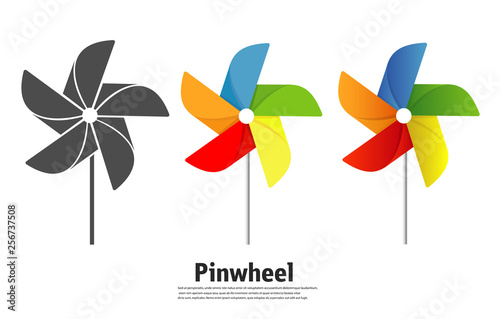 The pinwheel logo flat icon vector illustrations.