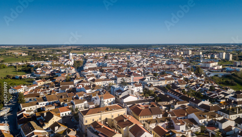 Tableau sur toile Aerial view of the village of Benavente in Santarem, Ribatejo Portugal