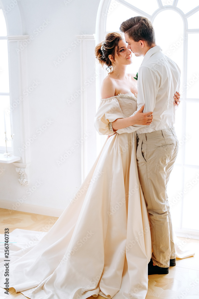 Couple of newly weds getting ready for the wedding.