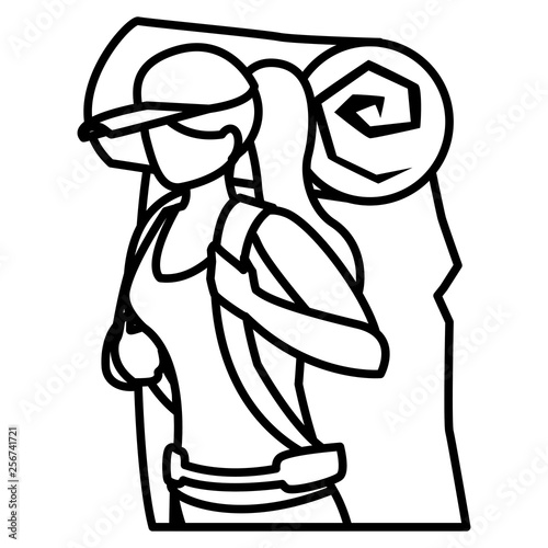 adventurous woman with travelbag