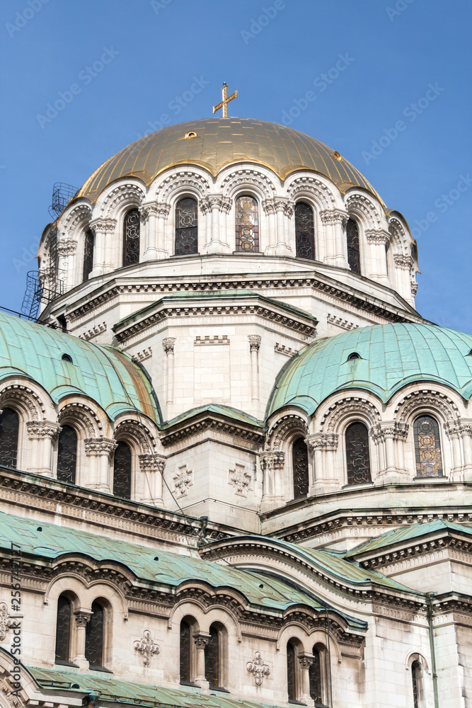 Amazing view of Cathedral Saint Alexander Nevski in Sofia, Bulgaria