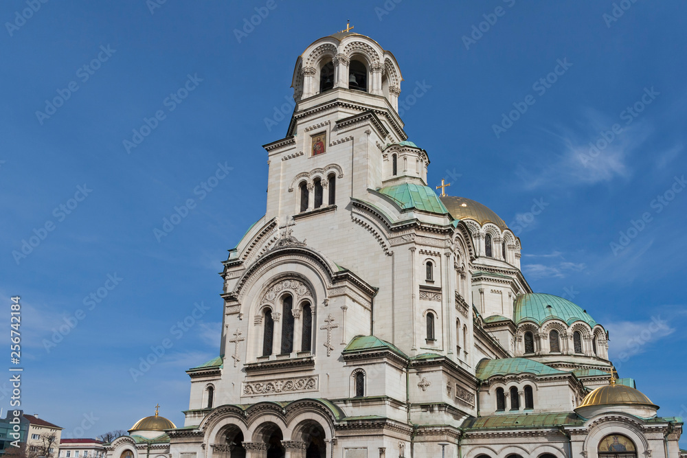 Amazing view of Cathedral Saint Alexander Nevski in Sofia, Bulgaria