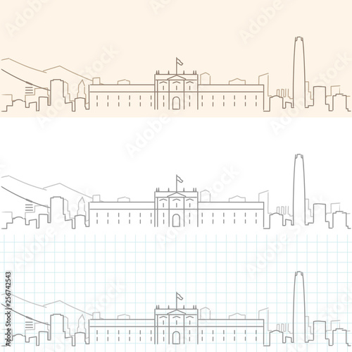 Santiago de Chile Hand Drawn Skyline
