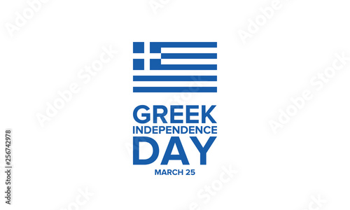 Greek Independence Day poster and banner. National freedom holiday background. Greeting card with handwritten calligraphy text and Greece flag. Vector Illustration