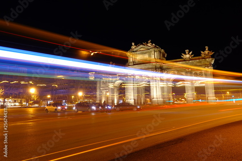 The Puerta de Alcala.  Alcala Gate is a Neo-classical monument in the Plaza de la Independencia in Madrid.