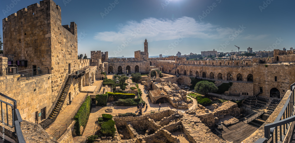 Fototapeta premium Jerusalem - October 03, 2018: The ancient Tower of David in the old City of Jerusalem, Israel