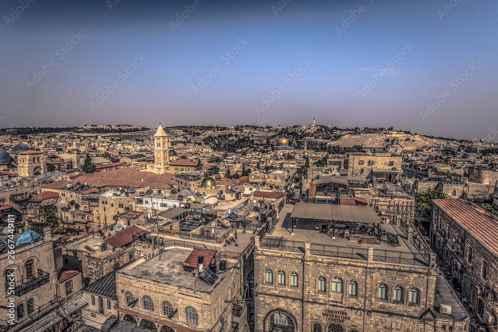 Jerusalem - October 03, 2018: Panorama of the old City of Jerusalem, Israel