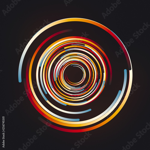 Abstract 3d rendering composition of multicolored circles. Computer generated geometric pattern