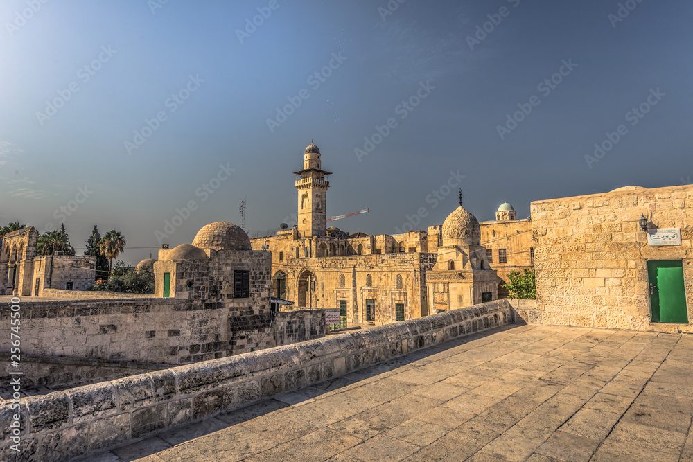 Jerusalem - October 04, 2018: Ancient ruins of the old City of Jerusalem, Israel