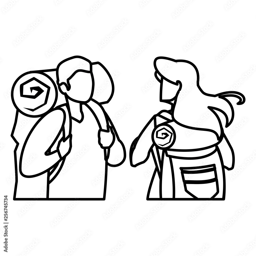 Fototapeta premium adventurous couple with travelbag