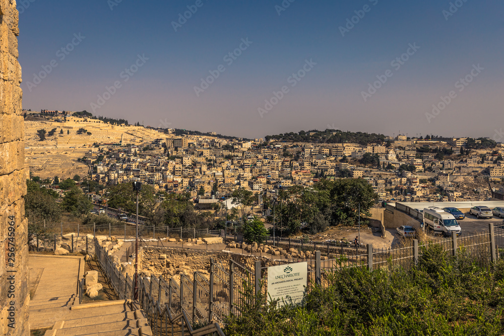 Jerusalem - October 04, 2018: Panoramic view of East Jerusalem, Israel