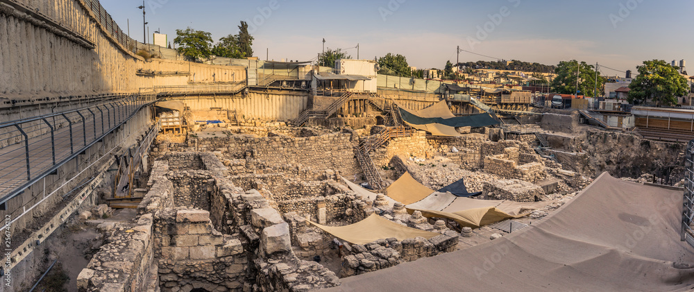 Jerusalem - October 04, 2018: Ruins of the Ancient city of David in the old City of Jerusalem, Israel