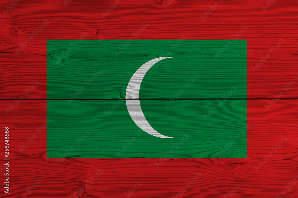 Maldives flag painted on old wood plank Stock Photo | Adobe Stock