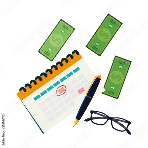office supplies with calendar items