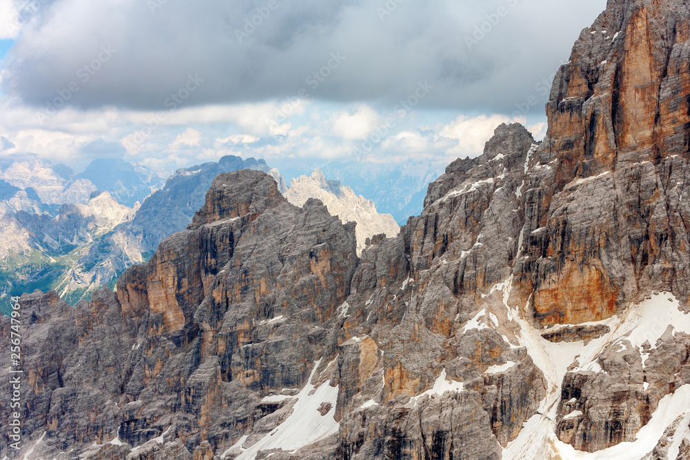 Beautiful peaks from the Dolomites near to Cortina in Italy