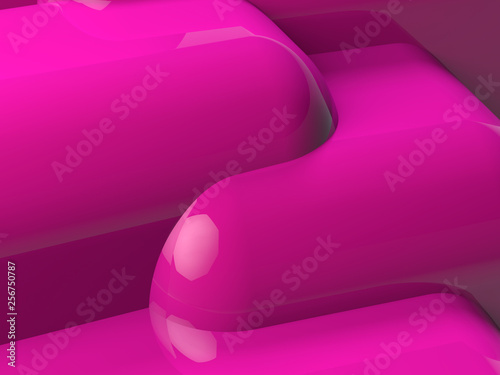 Minimalist geometrical Pink abstract shpae. 3D render, trend poster, Illustration Background.