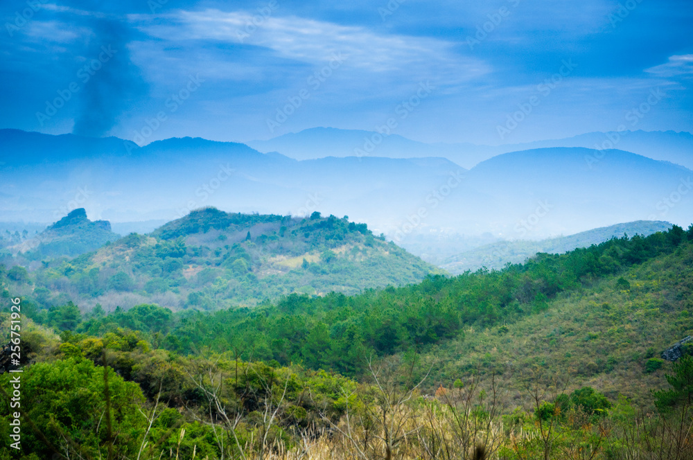 Landscape of the mountains and countryside 