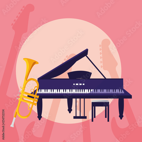 trumpet and grand piano instruments musical