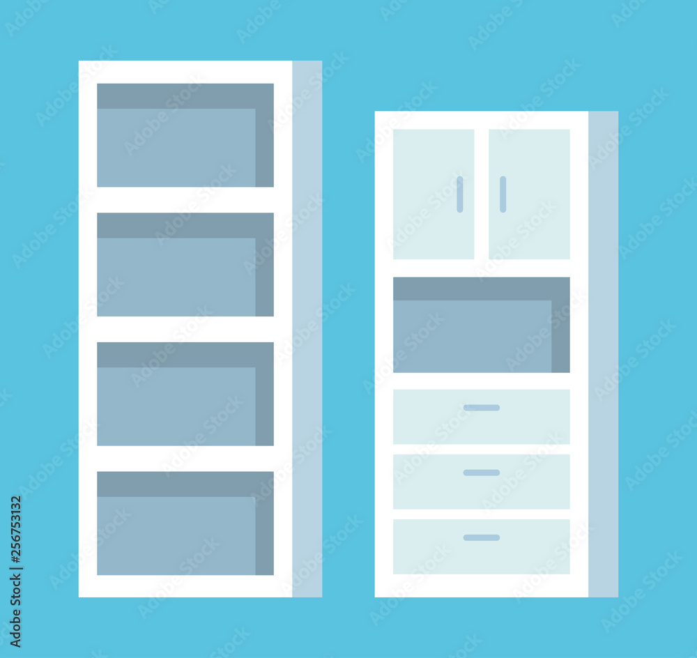 set wood shelf structure in the office