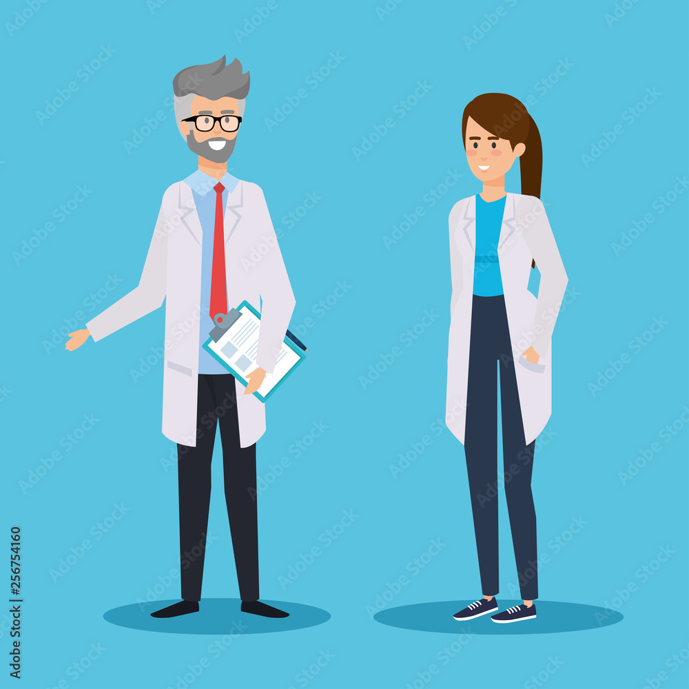 professional man and woman chemists with check list professional man and woman chemists with check list