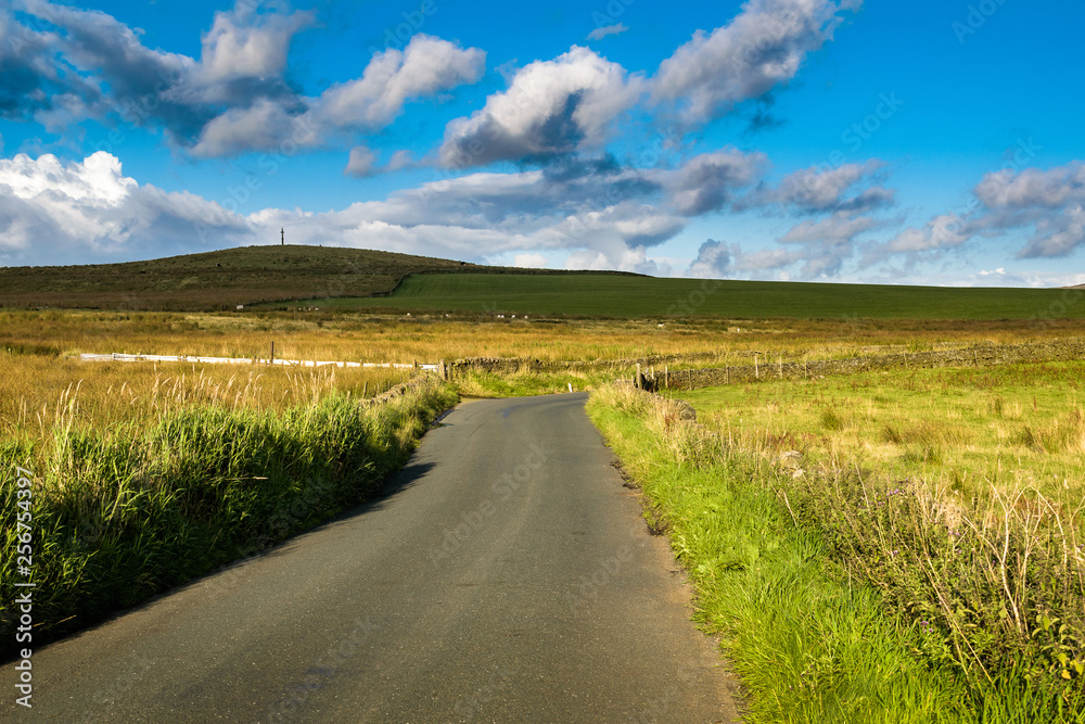 Countryside road at South Pennines on summer