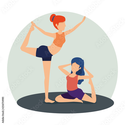 fitness women doing yoga exercise position