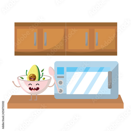 delicious kawaii breakfast cartoon