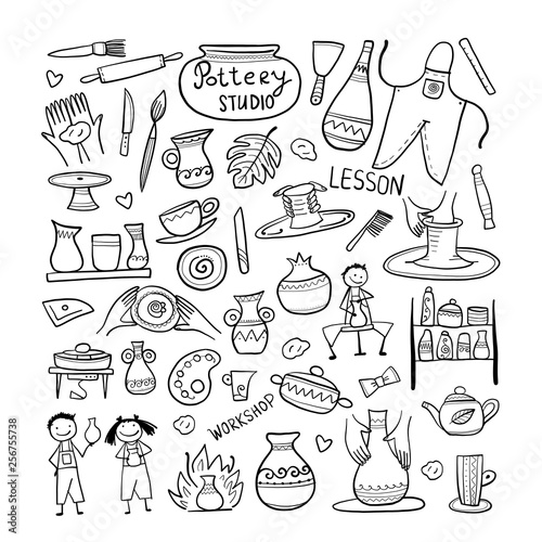 Pottery studio, coloring background for your design