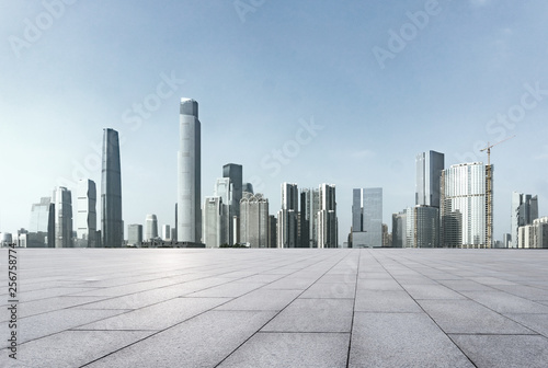 y brick floor and cityscape of modern city near ,shanghai, 