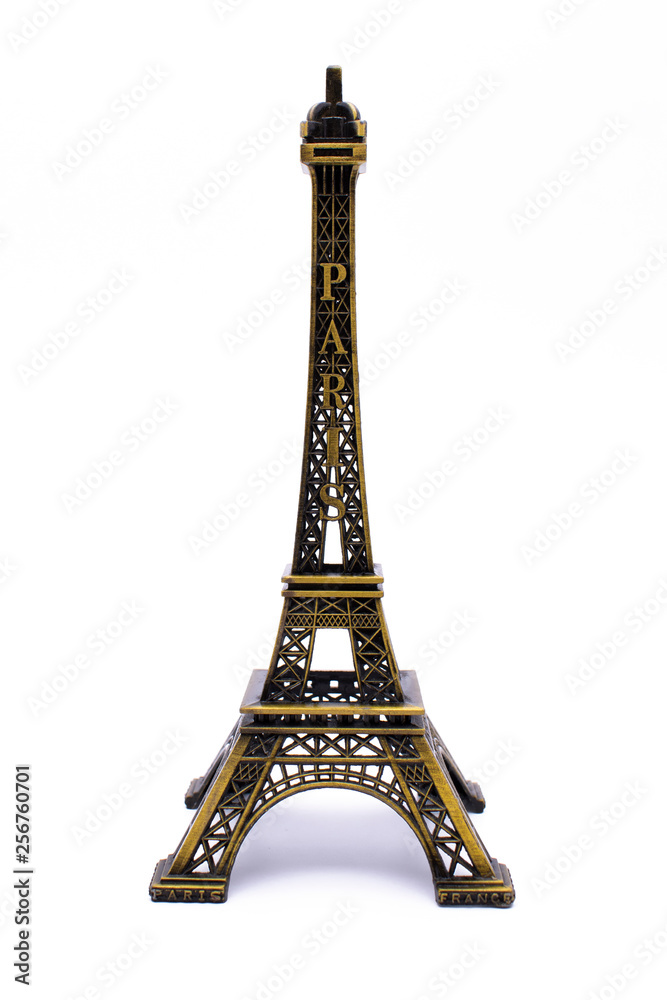 Paris Eiffel Tower. Object, toy Eiffel tower isolated over the white background
