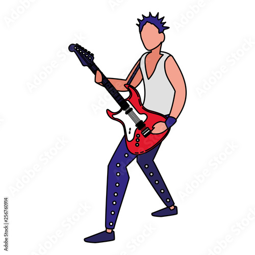 rocker man playing guitar electric character