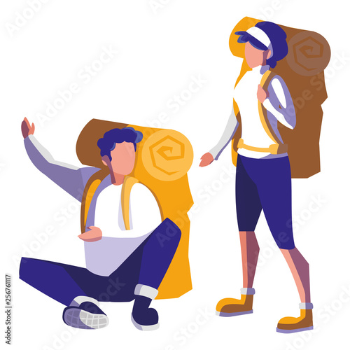 adventurous couple with travelbag